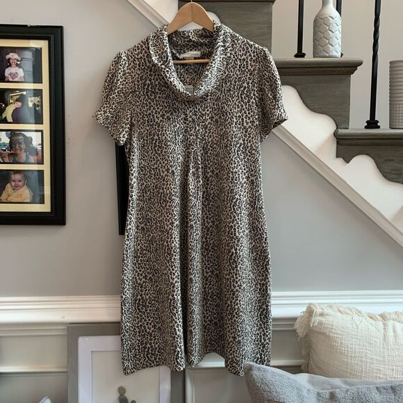 Christopher & Banks Cowl Neck Leopard Sheath Dress - Picture 1 of 5